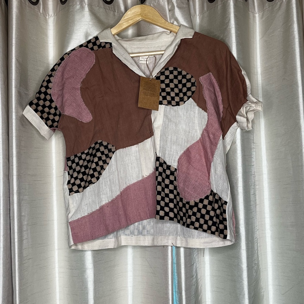 Patchwork Short Sleeve Top World of Crow